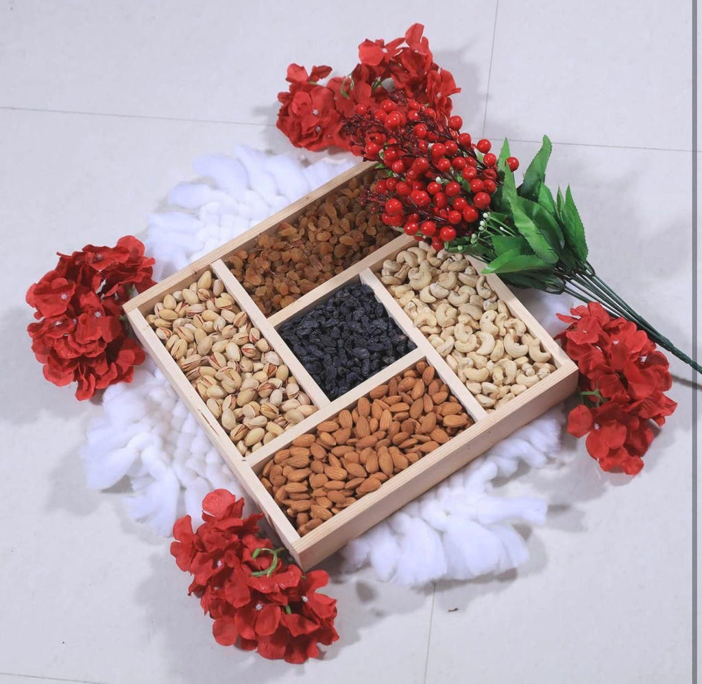 Premium Pinewood Dry Fruit Gift Tray