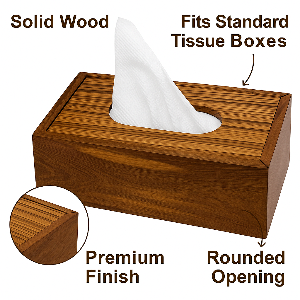 Wooden Tissue Holder - Teak Finish